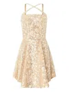 Genny Sequin-embellished Cross-halter Mini Dress In Brown