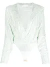 Genny Sequin-embellished Long-sleeve Bodysuit In Grün