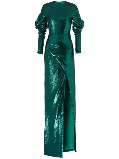 Genny Sequin-embellished Maxi Dress In Green