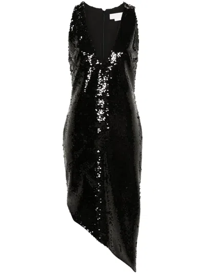 Genny Sequin-embellished Midi Dress In Black