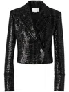 Genny Sequin-embellished Tweed Cropped Jacket In Black