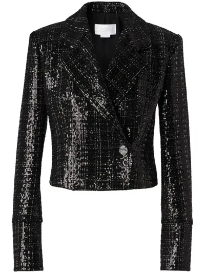 Genny Sequin-embellished Tweed Cropped Jacket In Black