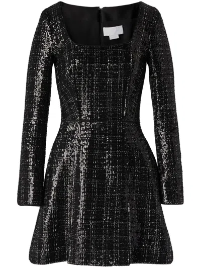 Genny Sequin-embellished Tweed Mini Dress In Black