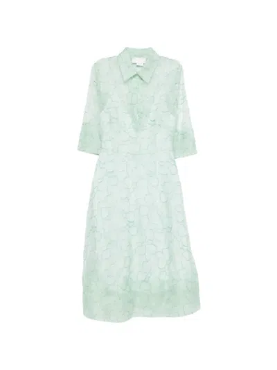 Genny Sequin Floral Dress In Green