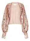 Genny Sequin Puff-sleeve Top In Pink