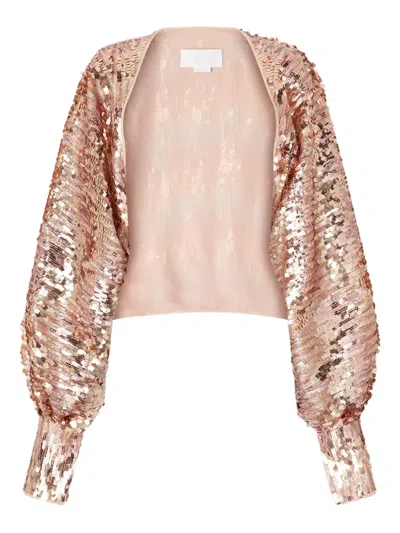 Genny Sequin Puff-sleeve Top In Pink