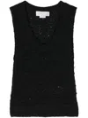 Genny Sequined Chunky-knit Top In Black