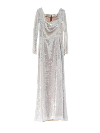 Genny Sequined Evening Dress In White