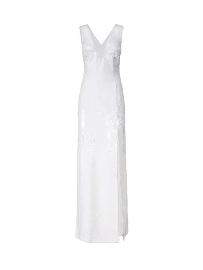 Genny Sequined Evening Dress In White