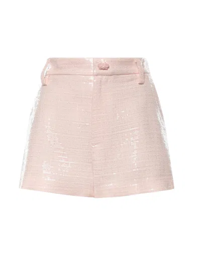 Genny Sequined Tweed Shorts In Pink
