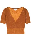 Genny Sequined V-neck Top In Orange