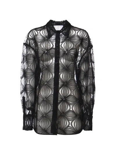 Genny Sequin-embellished Floral-lace Shirt In Black