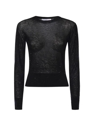 Genny Sequin-embellished Semi-sheer Sweater In Black