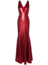 Genny Sequinned Mermaid Long Dress In Red