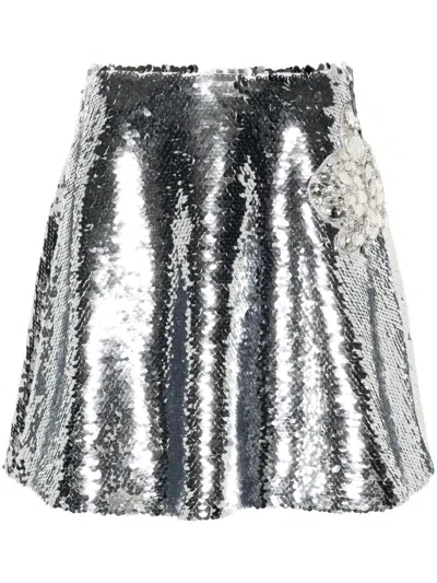 Genny Sequinned Miniskirt In Silver