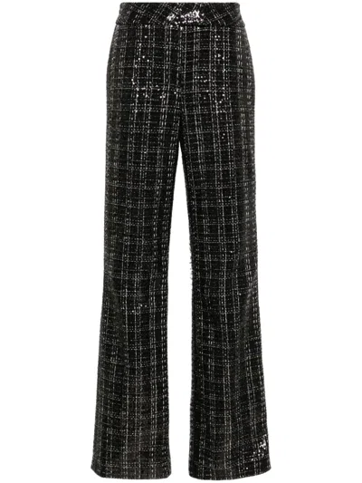 Genny Sequinned Plaid Trousers In Black