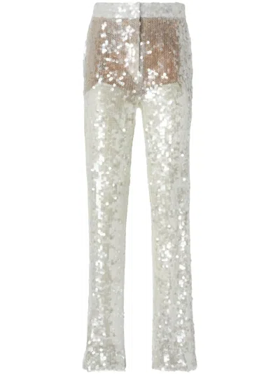 Genny Sequinned Trousers In White