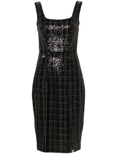 Genny Sequinned Tweed Midi Dress In Black