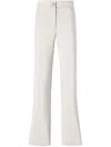 Genny Satin Trousers With Button Detail And Flared Leg In White