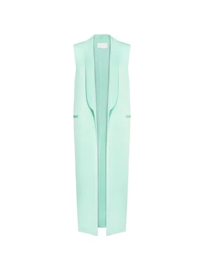 Genny Shawl-collar Sleeveless Coat In Green