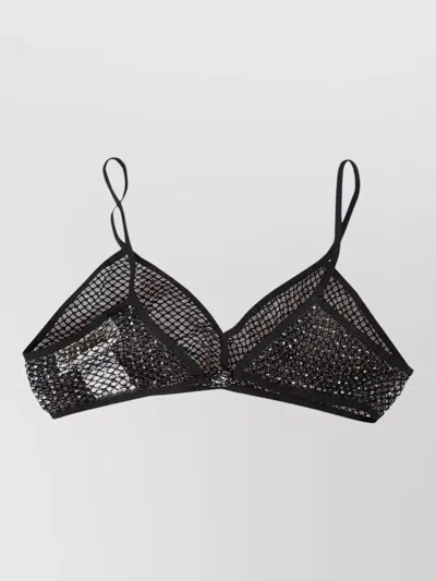 Genny Sheer Mesh Triangle Bra Adjustable Straps In Black
