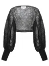 GENNY GENNY SHEER ORGANZA JACKET WITH FLORAL PATTERN