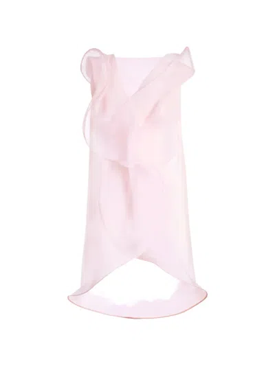 Genny Sheer Ruffled Top In Pink
