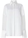 Genny Satin Shirt With French Cuffs And Long Sheer Sleeves In White