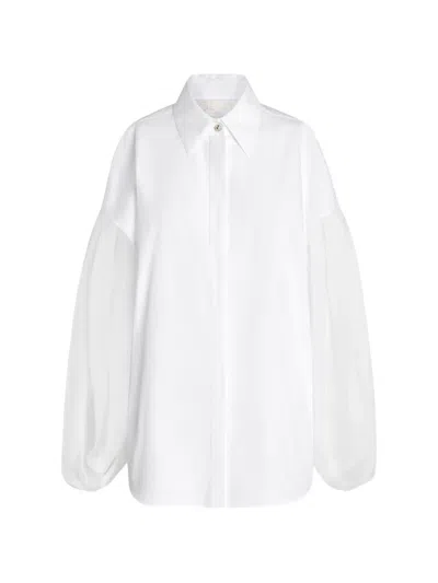 Genny Sheer-sleeves Shirt In White