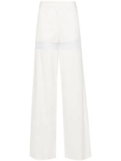 Genny Sheer-stripe Wide-leg Trousers In White