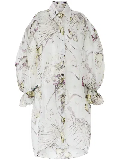Genny Shirt Midi Dress In White