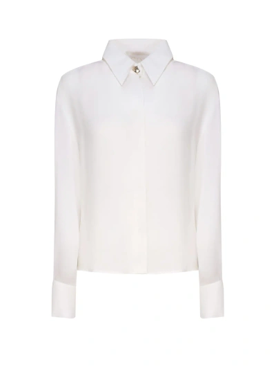 Genny Straight-collar Silk Shirt In White