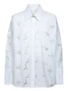 Genny Cotton Shirt With Embroidered Pattern And Sheer Fabric In White
