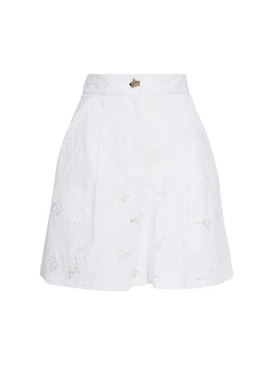 Genny Shorts With Orchid Embroidery In White