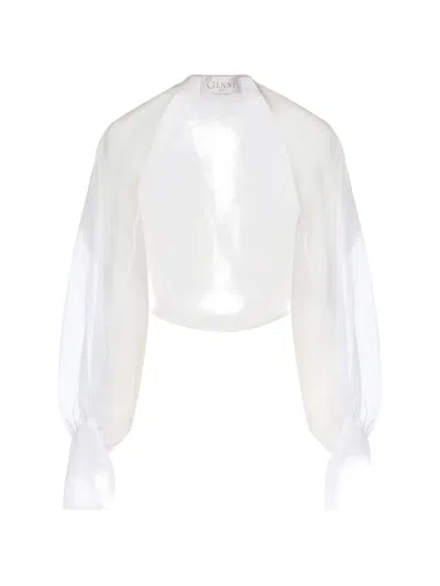 Genny Silk Cropped Blouse In White