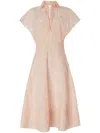 Genny Womens Flared Embroidered Woven Midi Dress Sea Shell Rose In Pink