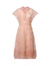 Genny Womens Flared Embroidered Woven Midi Dress Sea Shell Rose In Pink
