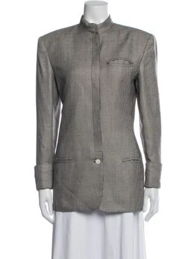 Pre-owned Genny Silk Houndstooth Print Blazer In Multi