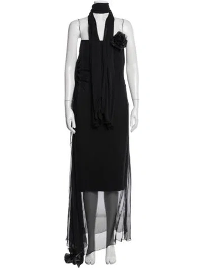 Pre-owned Genny Silk Long Dress In Black