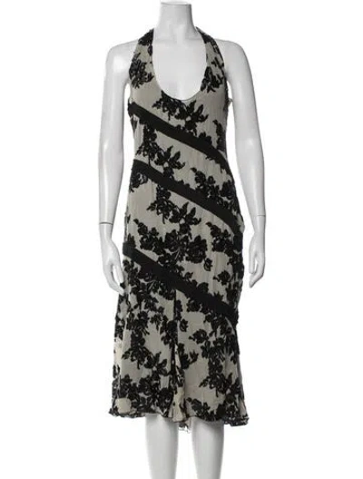 Pre-owned Genny Silk Midi Length Dress In Black