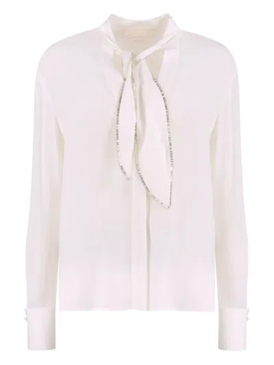 Genny Silk Neck-tie Blouse In White