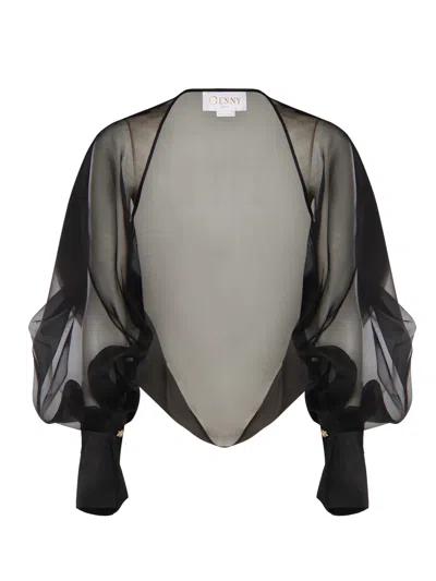 Genny Silk Cropped Blouse In Black