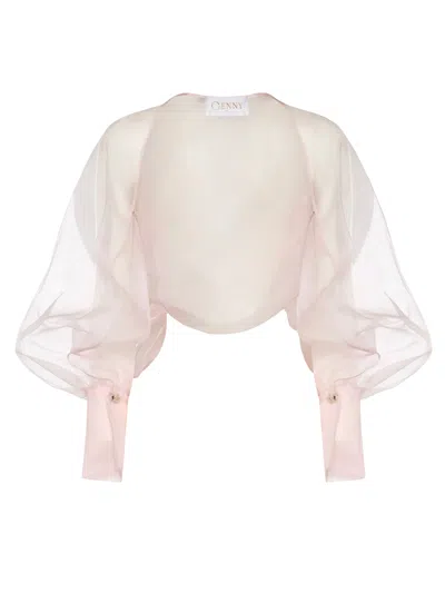 Genny Silk Cropped Blouse In Pink