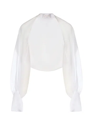 Genny Silk Organza Shrug In White