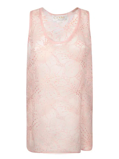 Genny Silk Pink Top With Floral Pattern