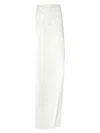 Genny Satin Skirt With Orchid Embroidery In White