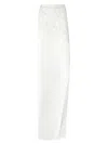 Genny Satin Skirt With Orchid Embroidery In White