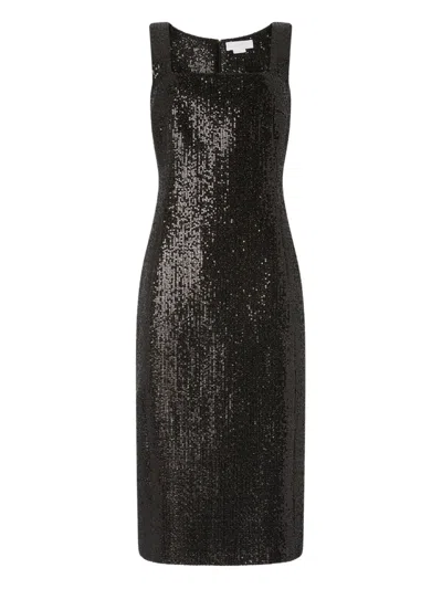 Genny Square-neck Sequin Dress In Black