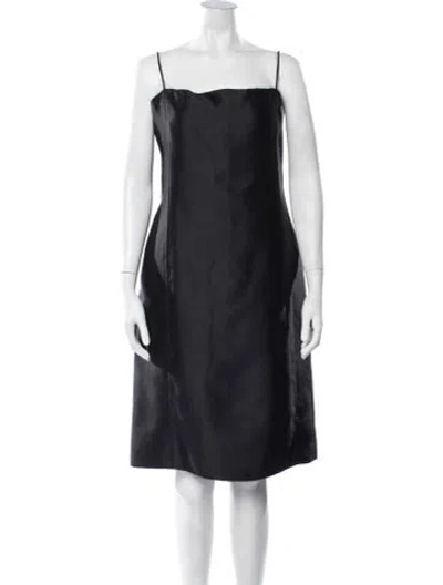 Pre-owned Genny Square Neckline Knee-length Dress In Black/blue