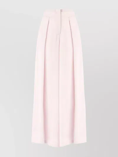 Genny Straight High-waisted Wide Leg Trousers With Layered Pleats In Ballerina